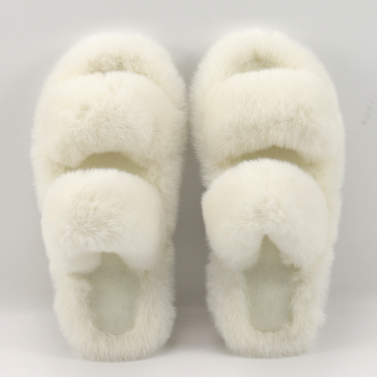 fluffy design open toe flat shoes