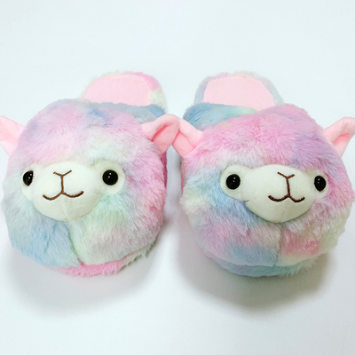 Lovely House Warm Soft Animal Slides Fur Plush Toy Alpaca Slippers
