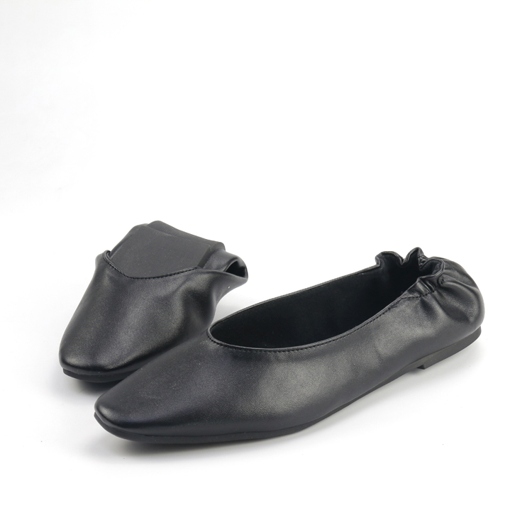 Women's Foldable Soft Memory Foam Ballet Flats Comfortable Slip On Ballerina Slippers Dress Flat Loafers Leather Slippers