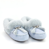 Custom Women's Sheepskin Fur Lined Cow Suede House Breathable Indoor Outdoor Flat Moccasin Slippers for Ladies