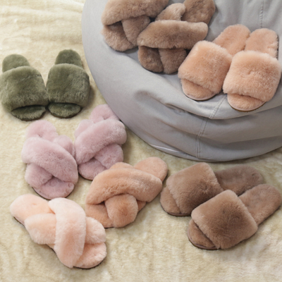 sheepskin open toe slippers