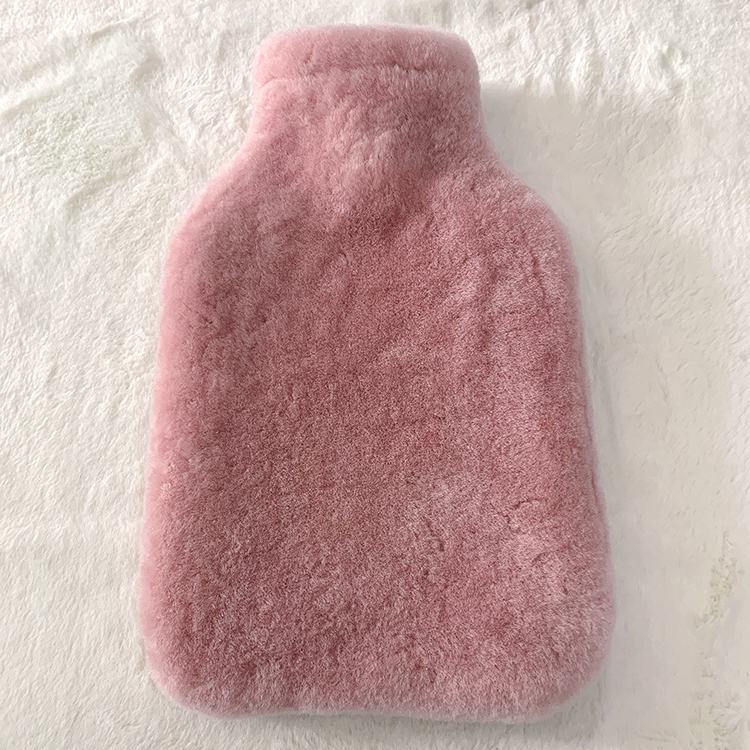 Real Fur Cover 2 Liter Hot Water Bottle with Cozy Fluffy Cover Premium Sheepskin Bag Large 2L US