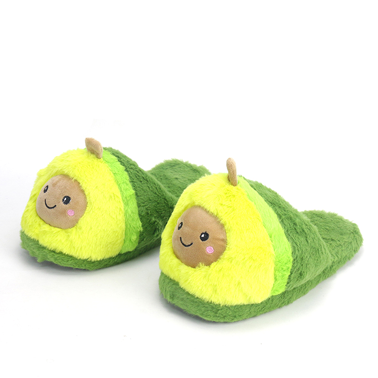 Custom Winter Warm Cute Plush Animal Sleepers Woman Avocado Slippers