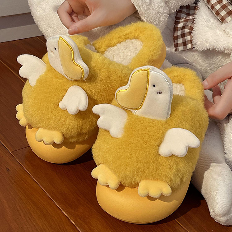 Wholesale Cartoon Lying Flat Anti-slip Warm Winter Snow Shoes Cute Duck Indoor Slippers for Women