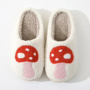 Love Smile Custom LOGO Happy Heart Bad Bunny Christmas Plush Slides Eye Smile Face Mushroom Slippers for Women