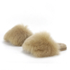 Custom Long Real Fur Closed Toe Big Sheepskin Fur Slippers
