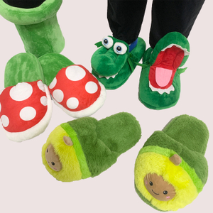 Fashion Couple Funny Cute Green Plush Toy Spoof Dinosaur Crocodile Alligator Animal Slippers