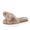 Custom Women Cute Big Bow Fashion Fluffy Furry Real Fur Sheep Wool Sheepskin Slippers