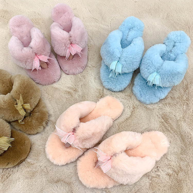 Custom Cute Popular Furry Flip Flop Sheepskin Slippers - Buy Custom ...