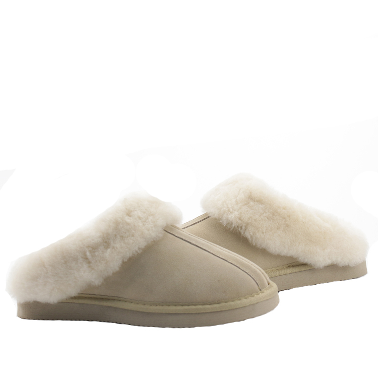 Womens Genuine Suede Leather Warm Comfy Winter Slippers Fluffy Breathable Indoor Outdoor Scuff Sheepskin Fur Slippers