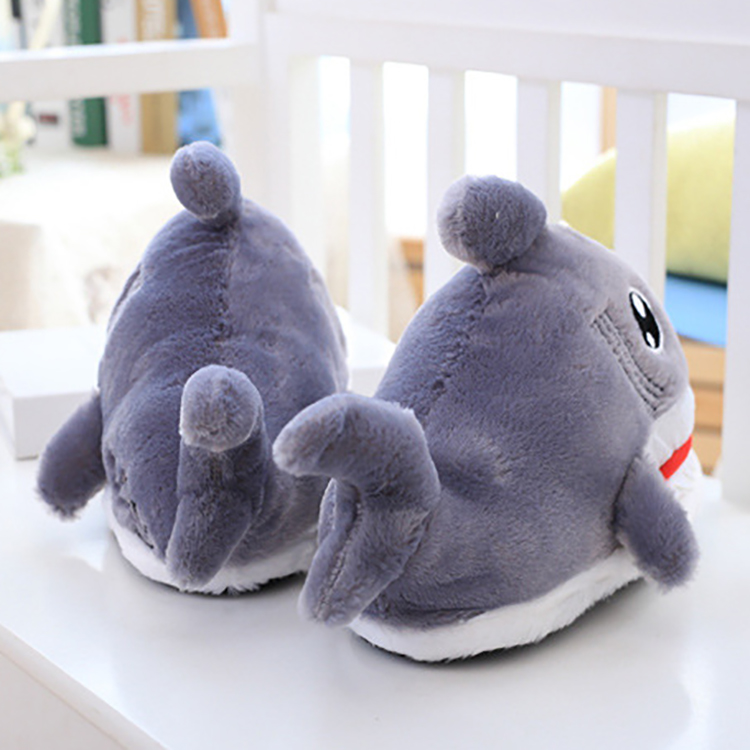 Unisex Comfy Soft Funny Cute Animal Slides Fur Plush Shark Slippers