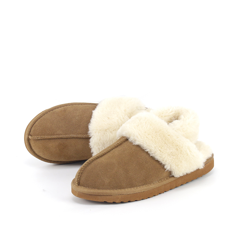 Custom Winter Warm Fluffy Fur Cow Suede Slippers
