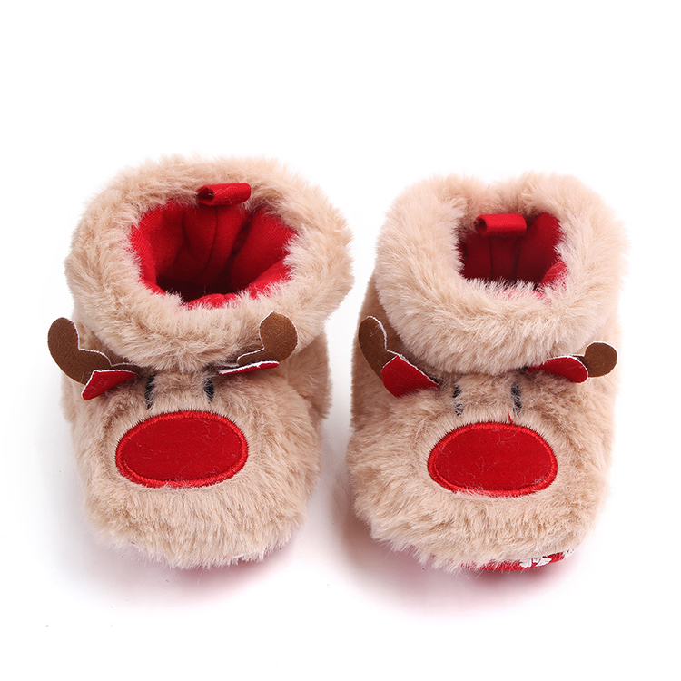 Cute Winter Warm Christmas Elk Decoration Baby Shoes Slippers