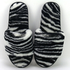 Custom House One Strap Fluffy Sheepskin Fur Zebra-Stripe Slippers