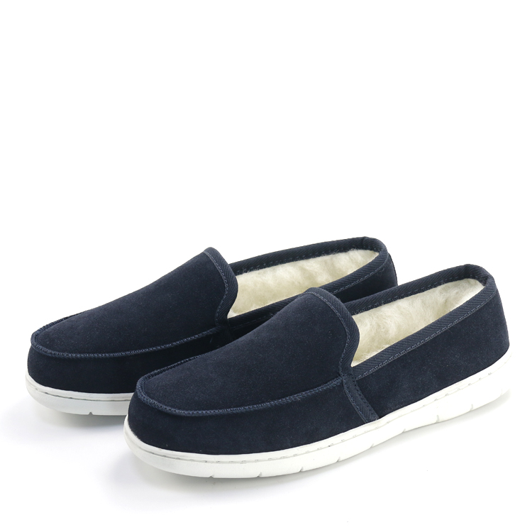 Custom Winter Warm Fluffy Fur Casual Shoes Moccasin Slippers For Men