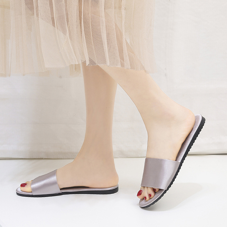 Wholesale Fashion Women Pink White Satin Bridesmaid Bridal Party Bow Wedding House Slippers Custom Logo
