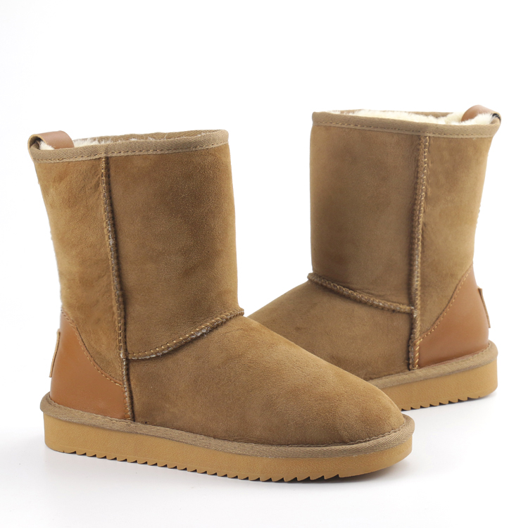 Classics Genuine Leather Mid-Calf Fur Outdoor Winter Snow Australia Sheepskin Boots for Women