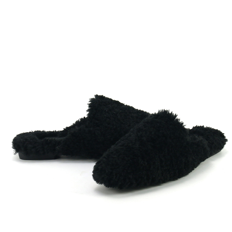 Luxury Fashion Fur Fluffy Loafers Faux Lamb Fur Slippers Custom Logo