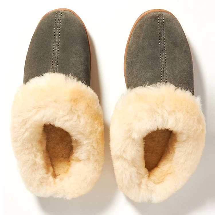Custom Winter Warm Unisex Fluffy Outdoor Loafers Sheepskin Fur Slipers