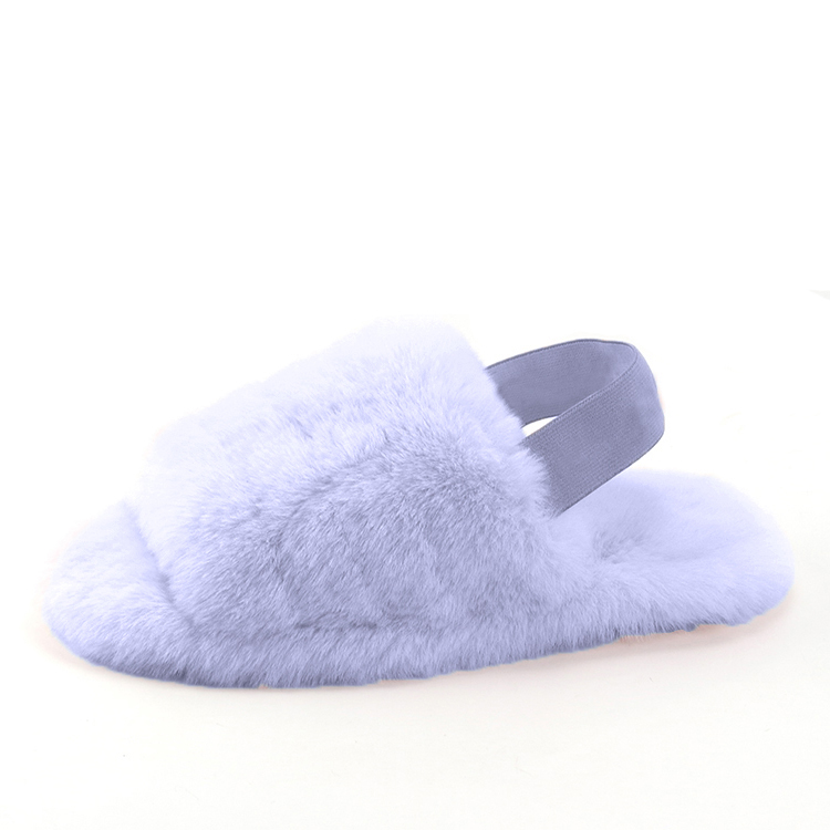 Custom Soft Warm Outdoor Strap Ladies Imitated Mink Fur Slippers