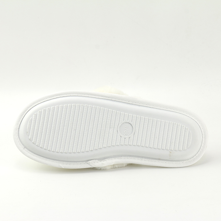 Custom Popular Soft Ladies Open Toe White Fur Bridesmaid Bridal Party Wedding Slippers