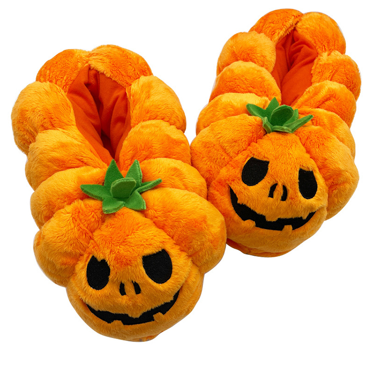 Halloween Monster Pumpkin Slippers Winter Warm Soft