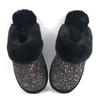 Fashion Winter Warm Indoor Outdoor Furry Faux Sheepskin Fur Pink Bling Bling Glitter Slippers for Women 