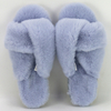 Custom Cross Band Soft Furry Rabbit Fur House Open Toe Indoor Outdoor Fluffy Fuzzy Fur Slides Slippers for Women
