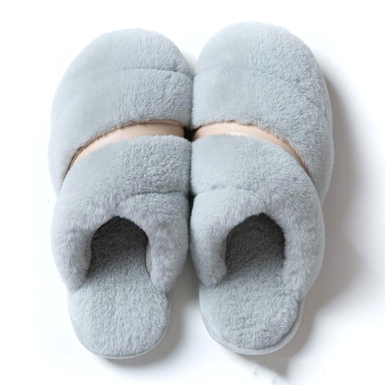 Wholesale House Bedroom Furry Rabbit Fur Slippers