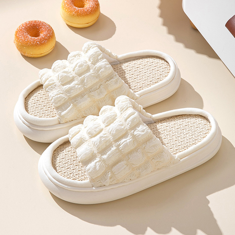 Fashion Women's Breathable Summer House Cotton Linen Sandals Platform Home Slippers