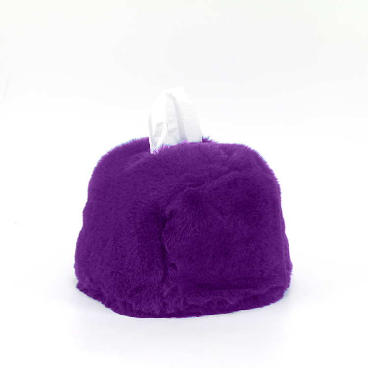 Wholesale Soft Home Indoor Bedroom Desk Fluffy Fur Square Furry Tissue Box Cover Custom