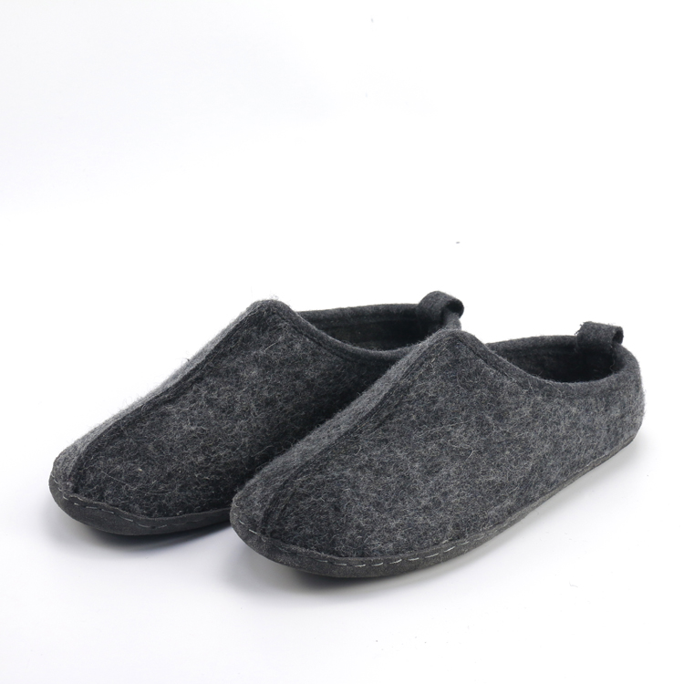 Men’s Comfy Breathable Indoor Removable Insole Boiled Wool Blend House Felt Slippers