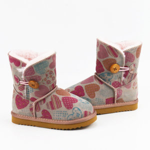 Custom Love Pattern Button Decoration Children Outdoor Girl Kid Boots