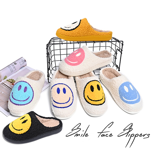 Fashion Winter Warm Smile Face House Slippers for Women